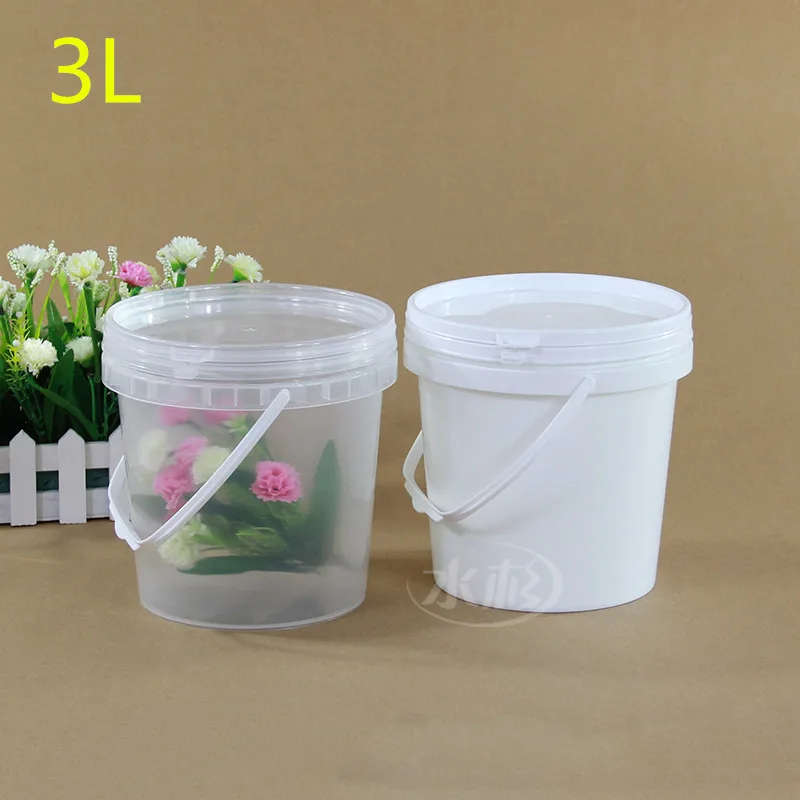 

5PCS/lot Empty Plastic container 3 liters bucket with Lid and Handle food grade Polypropylene material bottles