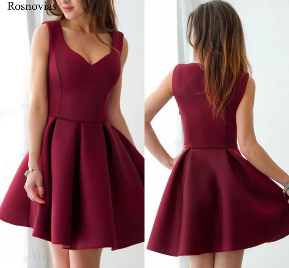 

Simple Cheap Graduation Dresses 2019 V Neck Sleeveless Side Zipper Mini Prom Party Dresses Customized Homecoming Dresses Cheap
