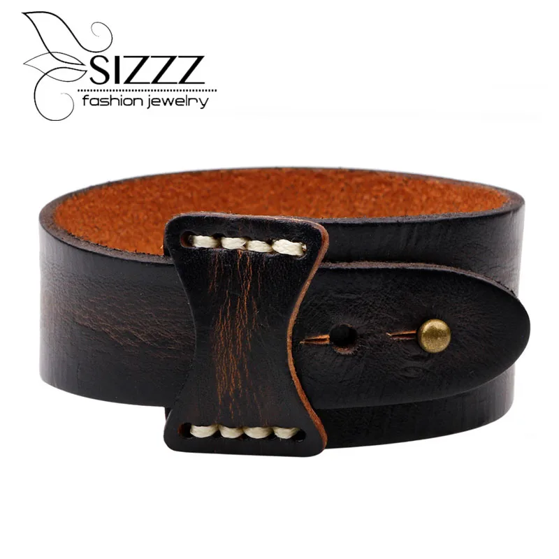 SIZZZ 26 5 см в длину 3 ширину панк Kelp ретро складчатый кожаный браслет|bracelets for|leather