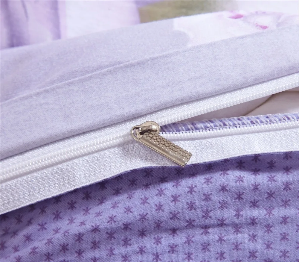 الأزياء الأرجواني الزهور الرعوية نمط 4 قطع مجموعات الفراش 100% ٪ غطاء السرير شرشف غطاء لحاف المخدة أغطية