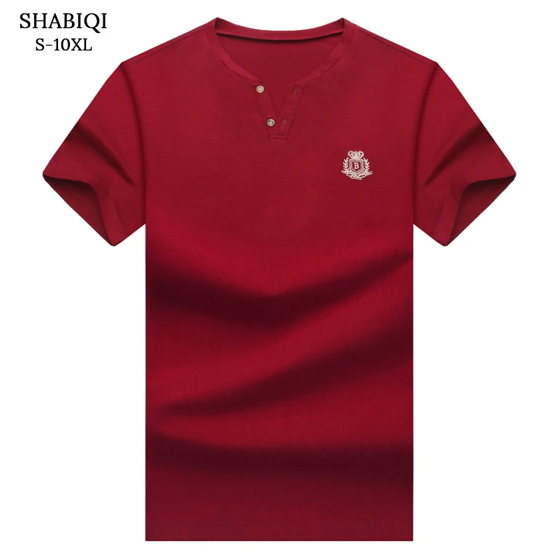SHABIQI, Классическая брендовая мужская рубашка, Мужская рубашка поло, Мужская рубашка поло с коротким рукавом, дизайнерская рубашка поло размера плюс 6XL 7XL 8XL 9XL 10XL - Цвет: Wine red