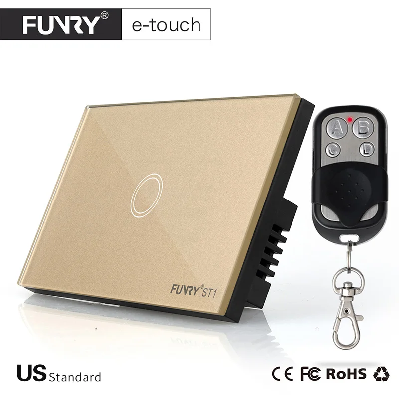 

Funry Smart Wall Switch ST1 US Standard 1-Gang Touch Switch Panel,RF Remote Control Light Switch for Unbeatable Reliability