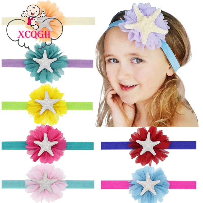 

XCQGH Princess Children's Elastic Hairband Female Treasure Cute Starfish Mermaid Headband newborn Toddlers Gift Tiara Hairband