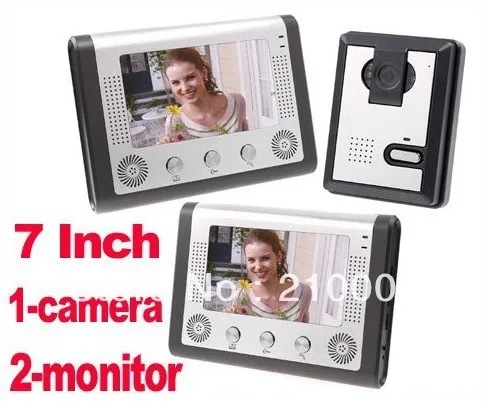 7 Inch Video Door Phone Doorbell Intercom Kit 1 camera 2
