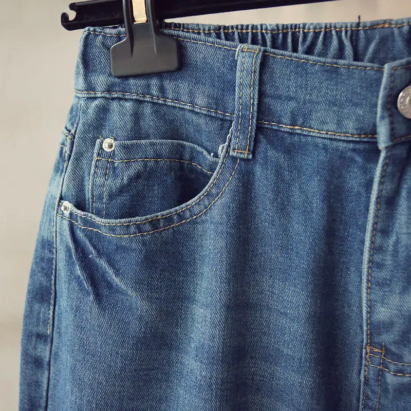 Женские джинсы-бойфренды, винтажные мамины джинсы, брюки-шаровары с высокой талией, свободные, повседневные, уличные, большого размера 5XL, Q1735