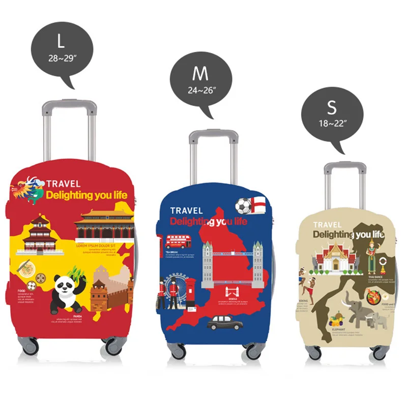 

2018 New Cute Cartoon printing Thicken Luggage Waterproof Cover Suitcase Protector Trunk Protective Wear-resistant Case BS88
