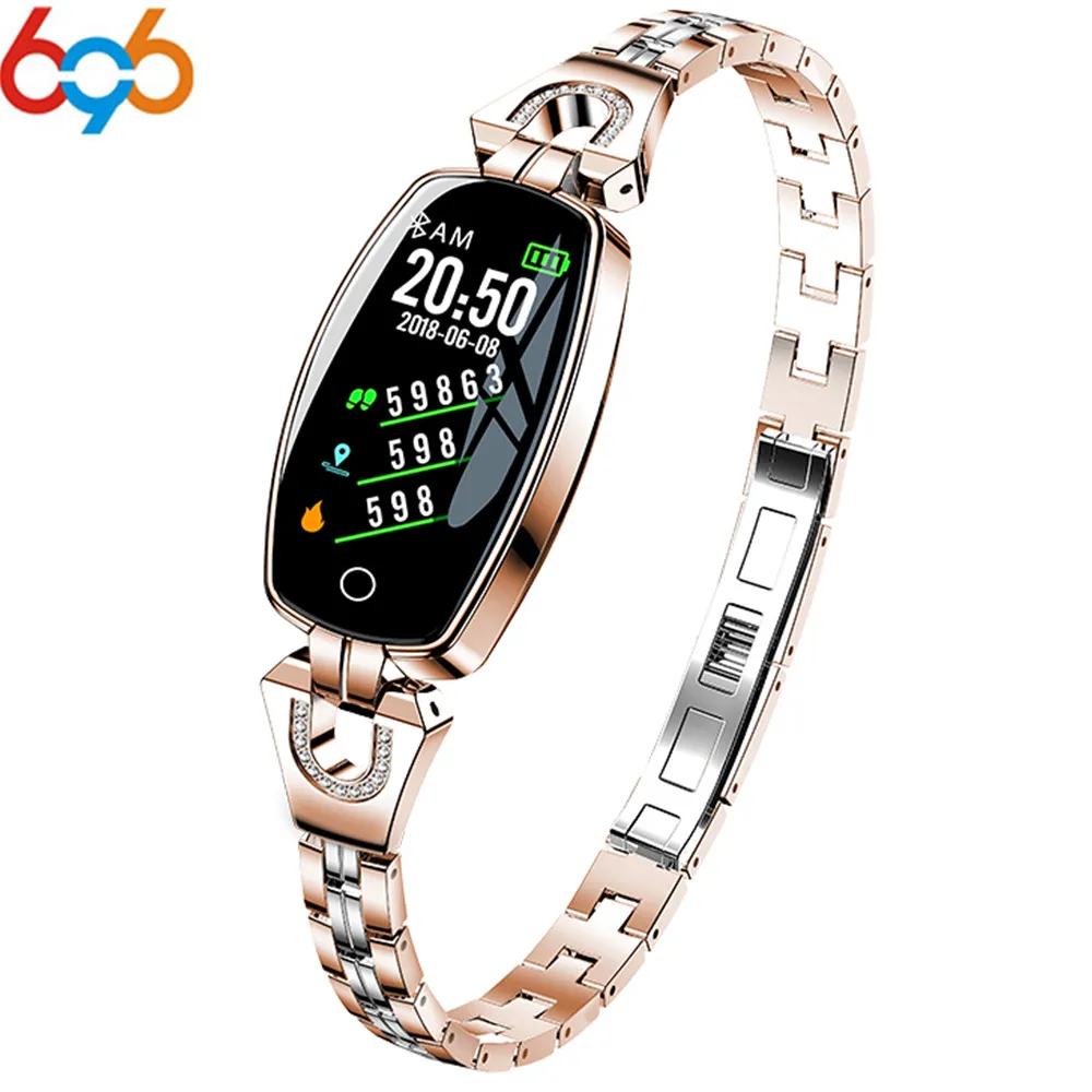 

696 H8 Women Fashion Smart Watch Metal Watch Heart Rate Blood Pressure Oxygen Detection Waterproof Android IOS Smart Bracelet