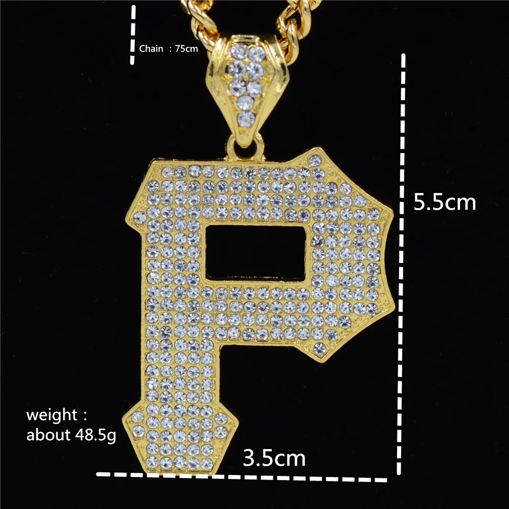 Murah Uodesign Baru Desain Kristal Surat P Pendant Kalung Hip hop pria perhiasan 30 inch Kuba Rantai bling bling Harga Uodesign Baru Desain Kristal Surat P Pendant Kalung Hip hop pria perhiasan 30 inch Kuba Rantai bling bling