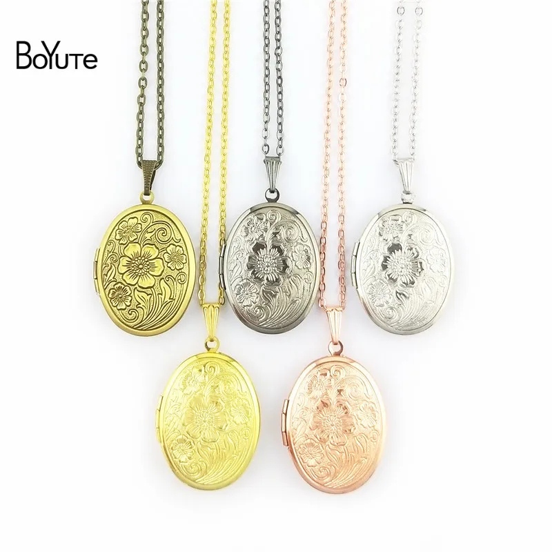 BoYuTe 70CM Chain 2329MM Oval Open Photo Pendant Locket Necklace Vintage Jewelry (1)