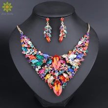 Модная обувь с украшением в виде кристаллов массивные Цепочки и ожерелья и серьги из натурального разноцветного комплекты для невест свадебные комплекты ювелирных изделий Свадебный костюм ювелирные изделия аксессуары Для женщин