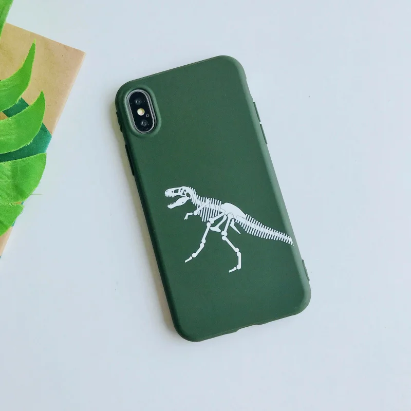 Para iphone XS MAX X caso perro dinosaurio TPU silicona mate verde fundas cubierta 6 6 s más 7 8 más suave TPU capas conque