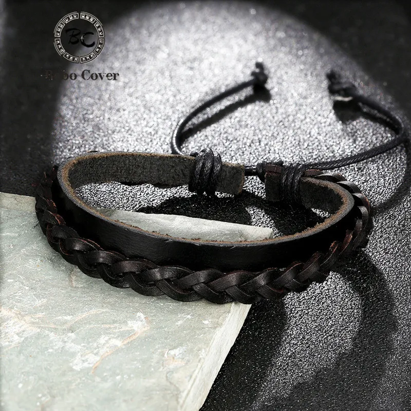 

2019 Fashion Black Leather Bracelet Womens Mens couple Wrap Bangles Handmade Weave Charm Bracelets femme Cheap jewerly Gifts New