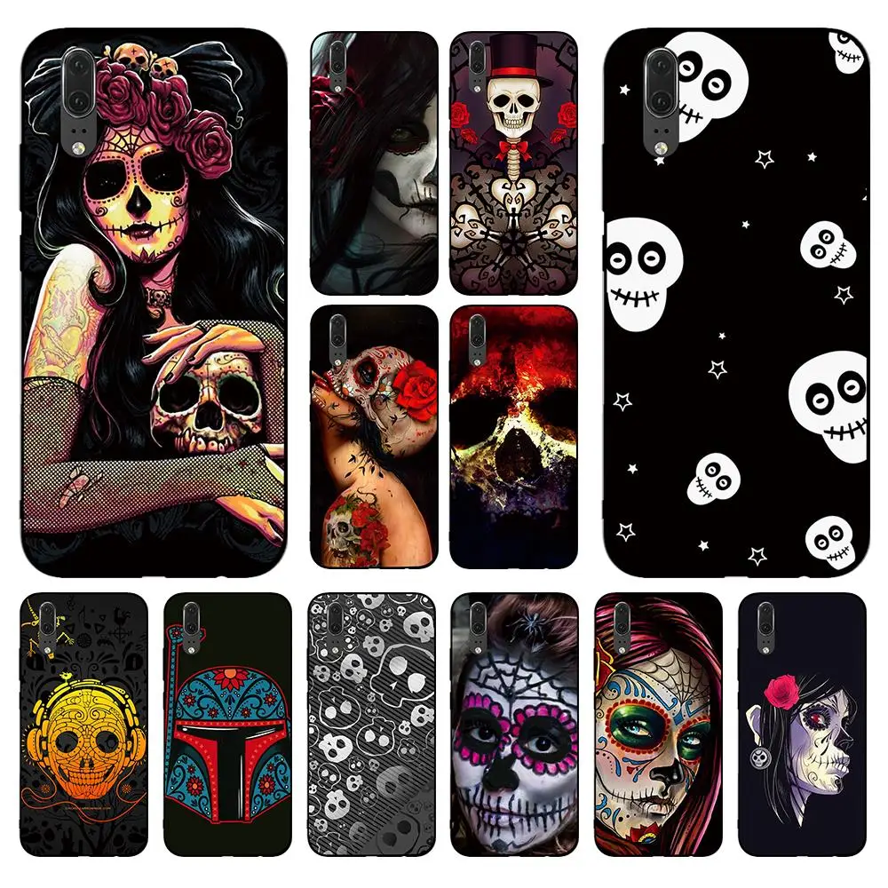 Красный suger skulls girl Для Huawei P8 P9 P10 P20 P30 Lite Pro P Smart 2016 2019 ТПУ Мягкий силикон | Мобильные