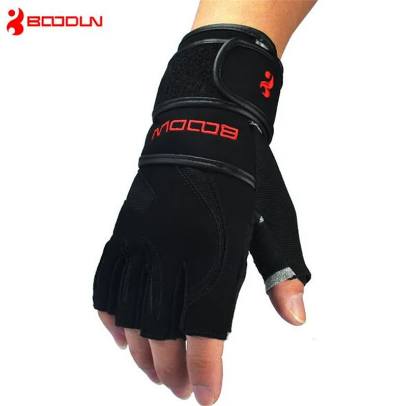 Boodun Men Women Non slip Weightlifting Body Building Fitness Half Finger Lengthen Sport Protective Bicycle Cycling