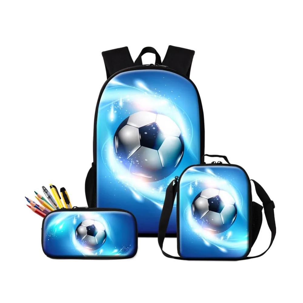 

Dispalang Soccers School Backpack Cool Insulated Lunch Case for Boys Trendy Thermal Cooler Pouch Bags Bookbag Children Pencil