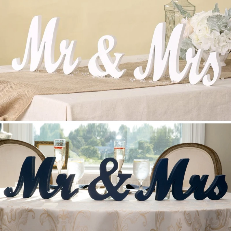 

Wedding Reception Sign Black Wooden Letters Mr & Mrs Table Centrepiece Decor Set