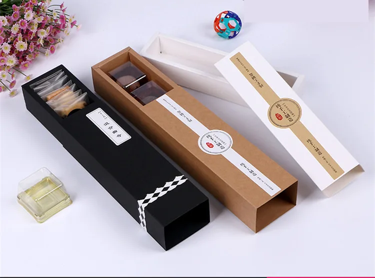 

30pcs Rectangle kraft paper drawer type pastry mooncake container cake biscuit box Macarons boxes