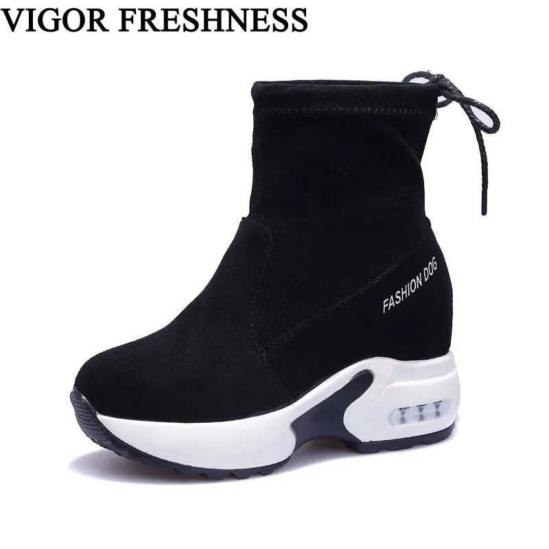 

VIGOR FRESHNESS Brand Woman Ankle Boots Autumn Women Shoes Low Heels Short Boots Winter Ladies Motorcycle Boots Sneakers WY193