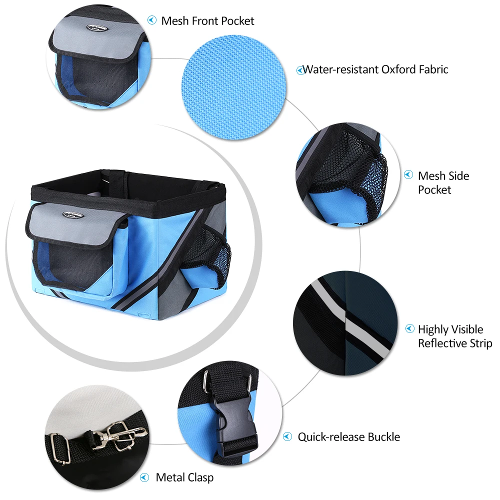 Perfect Cycling Top Tube Frame Front Carrier Bag Bicycle Handlebar Basket Bike Front Box Pet Dog Cat 600D Oxford Fabric Bike Basket 13