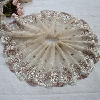 

7.08" 18cm wide 2Yards/lot Embroidered Tulle Lace Trim ~Wonderful Feeling~,Garden Flower Lace