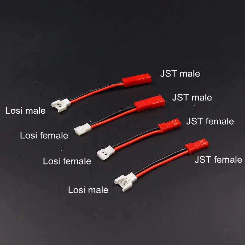 4pcs JST to Losi 51005 2-pin male female connector adapter converter lead 5cm soft siliocne wire for RC hobby wiring 4pcs JST to Losi 51005 2-pin male female connector adapter converter lead 5cm soft siliocne wire for RC hobby wiring