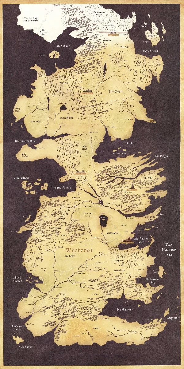 Game of Thrones Welt Karte Westeros und Essos TV Poster Spiel poster
