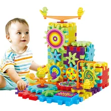 81 Pcs de Plástico Engrenagens Elétrica Enigma 3D Tijolos Elétrica Kits de Construção de Brinquedos Educativos Para Crianças Presentes de Aniversário Das Crianças