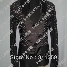 Человек костюм блеск конкурс камни Человека Латинской shirt-KAKA-M041