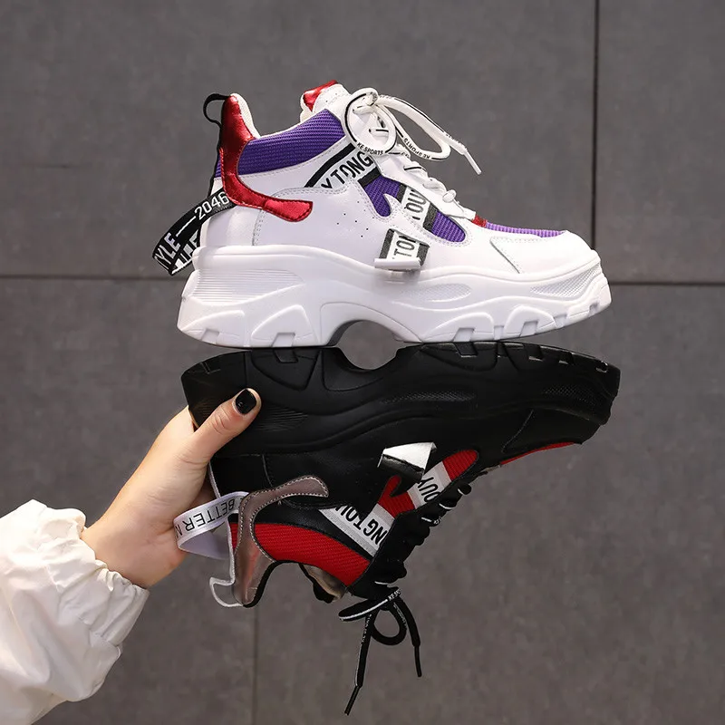 

2019 Hot Sale Woman Casual Shoes 40 Plus Size Breathable Female Sneakers Woman Canvas Shoes 6cm Platform Sneakers