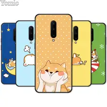 Cute Corgi cartoon Dog Black Case for Oneplus 7 7 Pro 6 6T 5T Silicone Phone Case for Oneplus 7 7Pro Soft Cover Shell