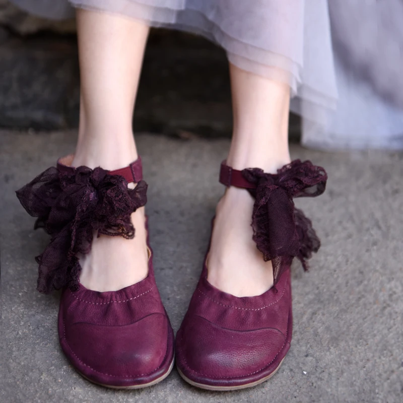 Artmu/оригинальная женская обувь на плоской подошве с закрытым носком; коллекция года; сезон весна; обувь ручной работы на плоской подошве из натуральной кожи на шнуровке с круглым носком в стиле ретро