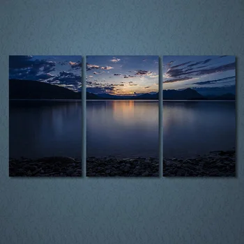 

3 Pieces Sunrise Lake Stone Wall Art Canvas Pictures For Living Room Bedroom Home Decor Printed Canvas Paintings