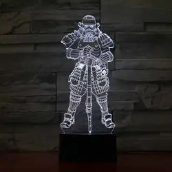 3D светодиодный черный рыцарь настольная лампа USB 7 цветов изменить визуальный атмосферу Ночные светильники Домашний Декор Звездные войны