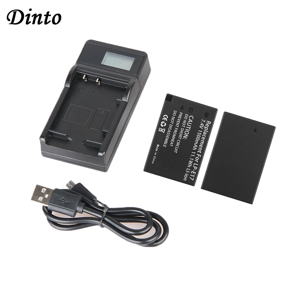 Аккумулятор Dinto для цифровой камеры 2 шт LP E17 LPE17 + зарядное устройство USB с ЖК