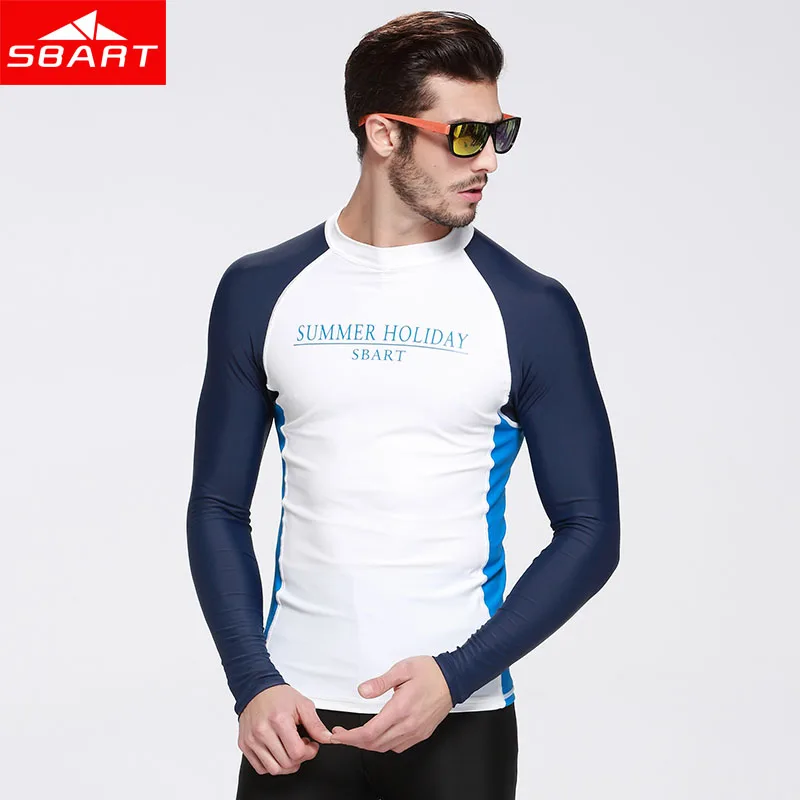 

SBART summer sunscreen Long Sleeve Swim Rash Guards UPF50 Anti-UV Swimwear Shirts for Men Women Rashguard Surfing