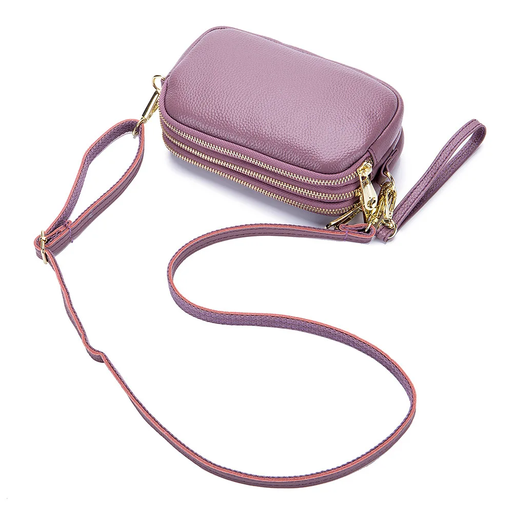 Новая модная сумка на плечо, женская сумка из натуральной кожи, Высококачественная роскошная женская маленькая красная мягкая оригинальная кожаная сумка-мессенджер - Цвет: purple