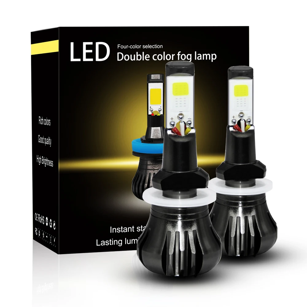 

2PCS Dual Color 9600LM Car Headlight 80W H7 H1 H3 H8 H11 9005 HB3 9006 HB4 Bulb H27 880 881 Driving Fog Light Lamp Auto 3000k