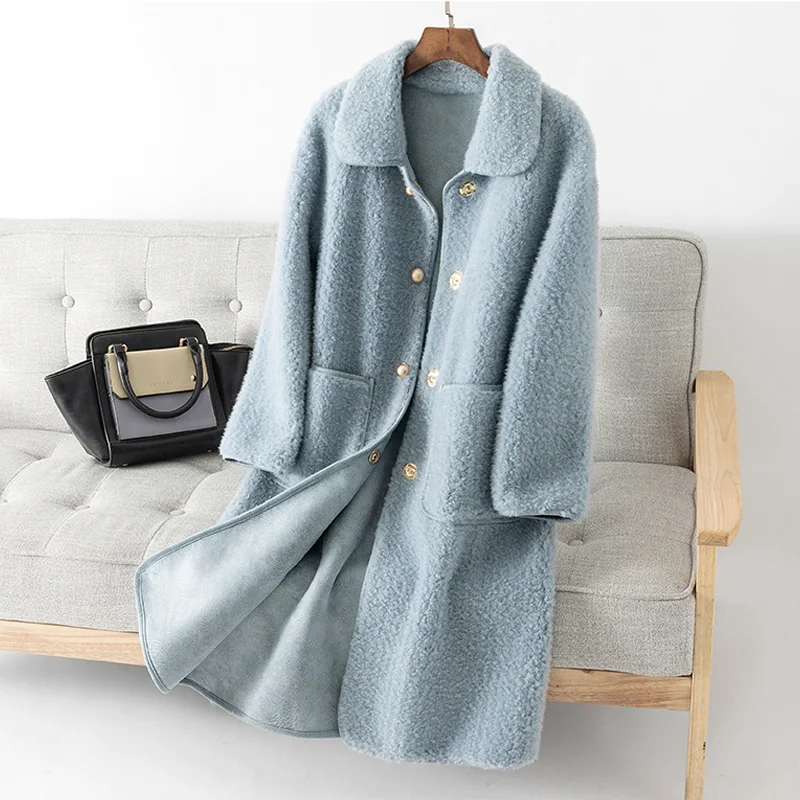 

Maylofuer long wool fur coat for woman lamb fur jacket autumn and winter fashion women warm coat full sleeve overcoat outwear