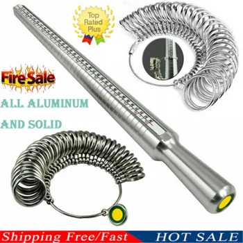 

Metal Ring Sizer Set Measuring Ring with Rings Mandrel Sizer Finger Sizing Measuring Stick Ring Jewelry Tools Set