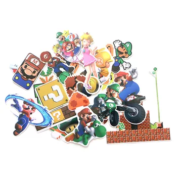 

12sets/lot Patchfan 29pcs/set Super Mario Bros Pvc Waterproof Stickers For Luggage Skateboard Laptop Bicycle Wall Guitar A1176