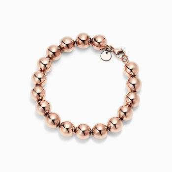 

SHINETUNG Original 100% S925 Sterling Silver Rose Gold Color Beaded Trendy Bracelet Women Logo Luxury High-End Jewelry