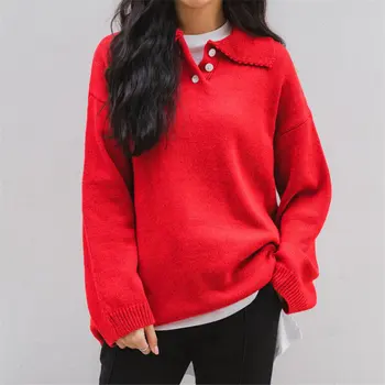 

HziriP Preppy Style Retro Solid Pullovers Gentle 2019 Autumn Student Fresh Simple Knitted Loose Women New Sweater 3 Colors