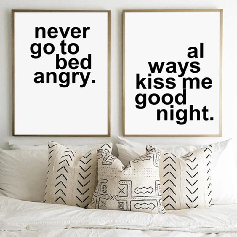 

Bedroom Modern Wall Art Print Always Kiss Me Good Night , Bedroom Canvas Painting Couple Print Love Poster Romantic Wall Decor