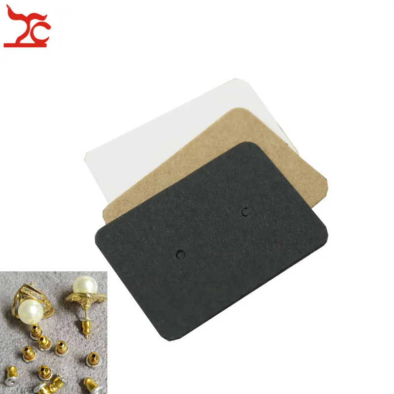 

Wholesale 100Pcs Blank Kraft Paper Ear Studs Card Earring Card DIY Favor Price Label Tag Packing Hang Tag White Black Kraft
