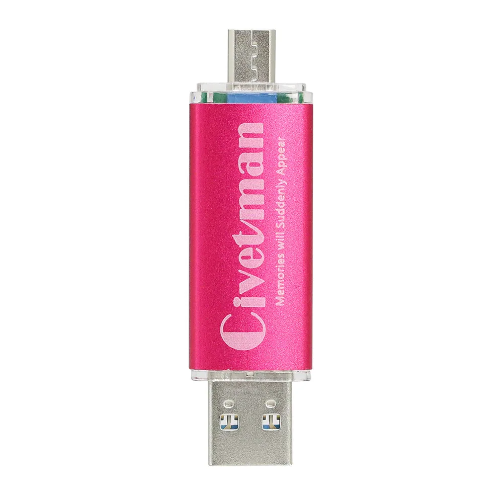 Civetman флеш-накопитель USB 3,0, металл, OTG, для телефона Android, высокоскоростной USB флеш-накопитель, 16 ГБ, 32 ГБ, 64 ГБ, 128 ГБ, флеш-накопитель, карта памяти - Цвет: Pink