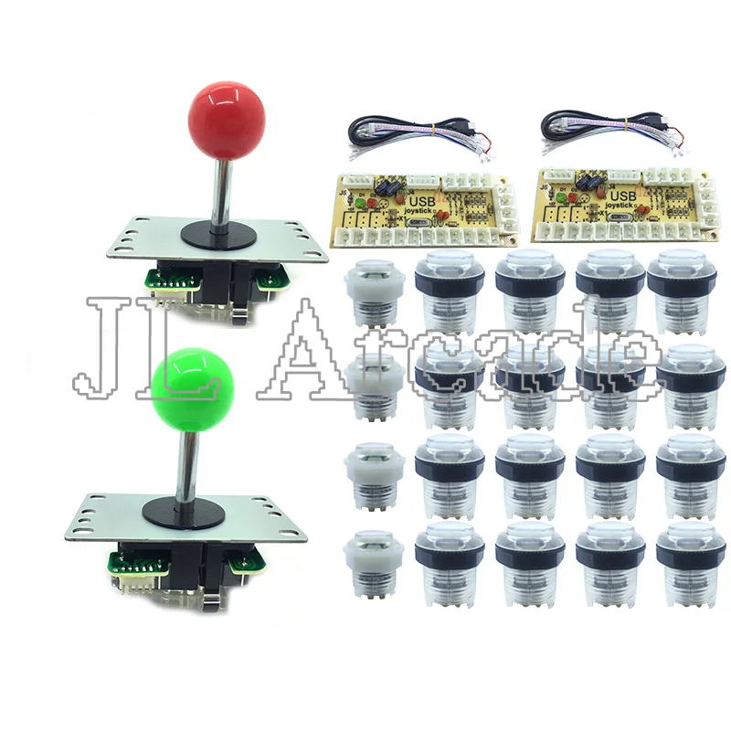 

2 Players DIY Arcade Joystick Kits With 20 LED Arcade Buttons + 2 Joysticks + 2 USB Encoder Kit + Cables Arcade Game Parts Set