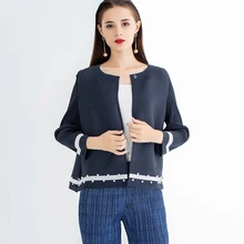 Changpleat осенние женские короткие куртки пальто Miyak плиссированные незакреплённые бусины на длинный рукав сплошной Женский кардиган пальто модные тенденции CO