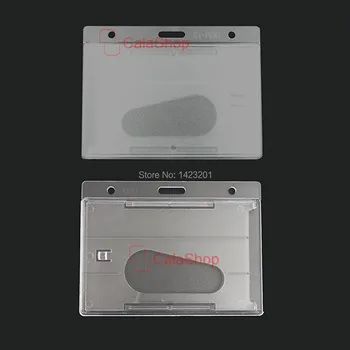 

50 Pcs / Lot ID Card Holder Badge Transparent Bussiness Horizontal Hard Rigid Plastic Clear Wholesale