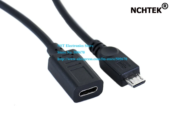 NCHTEK прямой USB 2 0 Micro 5 контактный штекер Тип C гнездо удлинитель для зарядки данных