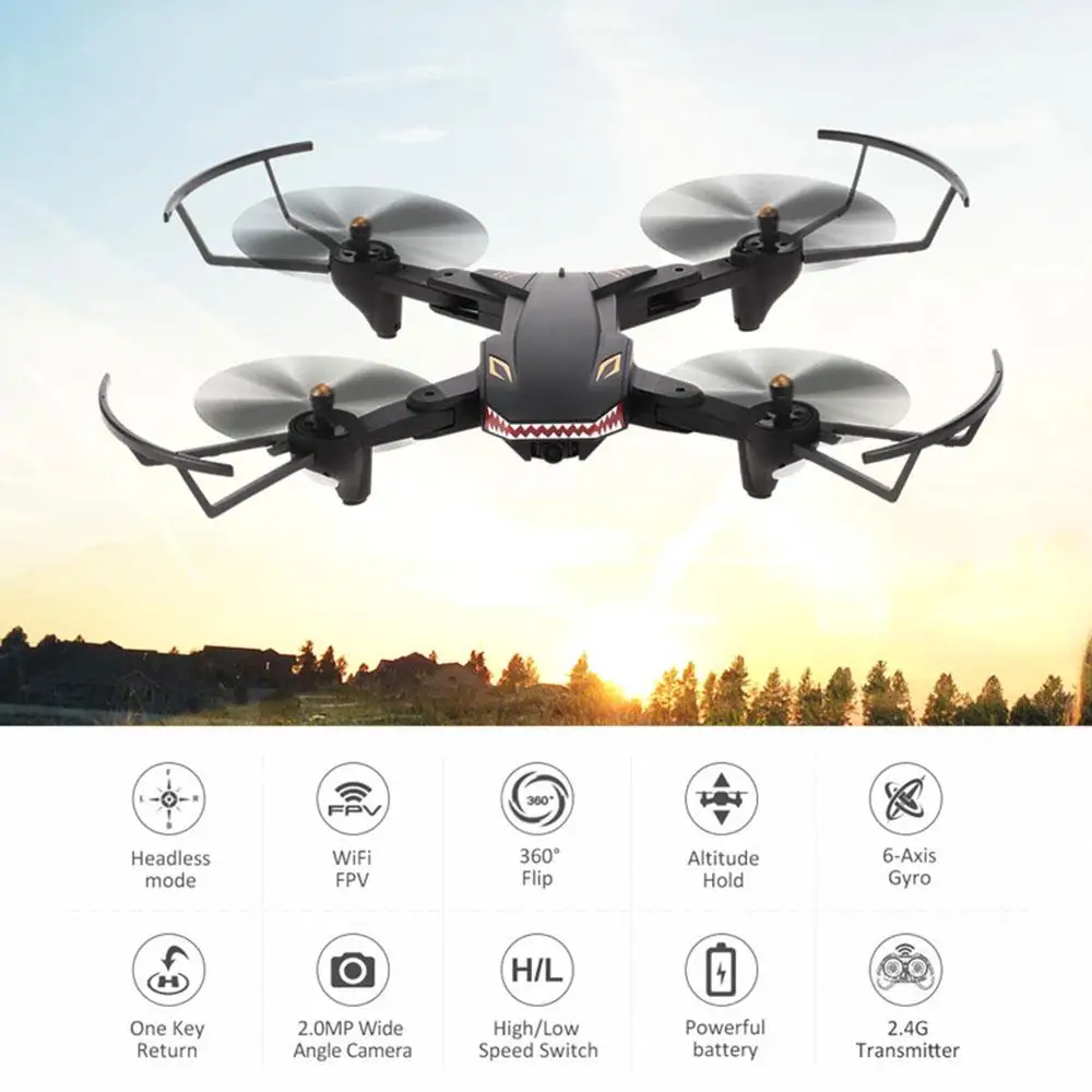 UAV Aircraft Drone Quadcopter Shark Intelligent 809S 20MIN Aerial Video WIFI Connection 360 Degree Rolling